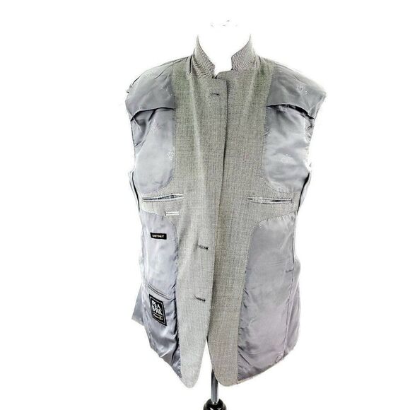 Jos A Bank Signature Gold Wool 2 Button Suit Jacket 40S White Black Sharkskin - Picture 10 of 11